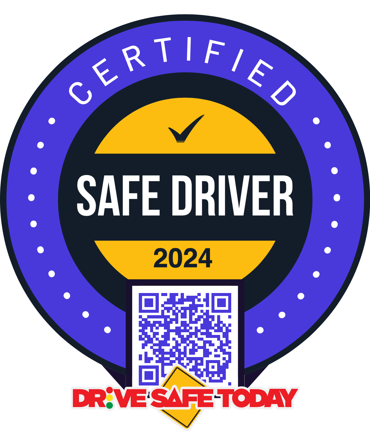 Certified Safe Drivier Seal provided by DriveSafeToday on course completion